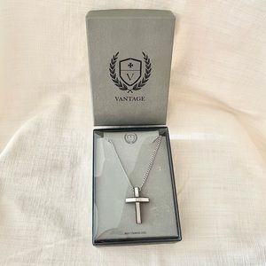 NIB Vantage Stainless Steel Cross Necklace